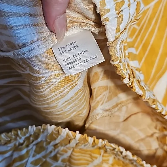 NWT Panarama Jack's Palm Print Yellow Linen Wide Legged Summer Pants - Picture 6 of 7